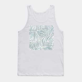 Digital palm leaves in pastel blue and grey Tank Top